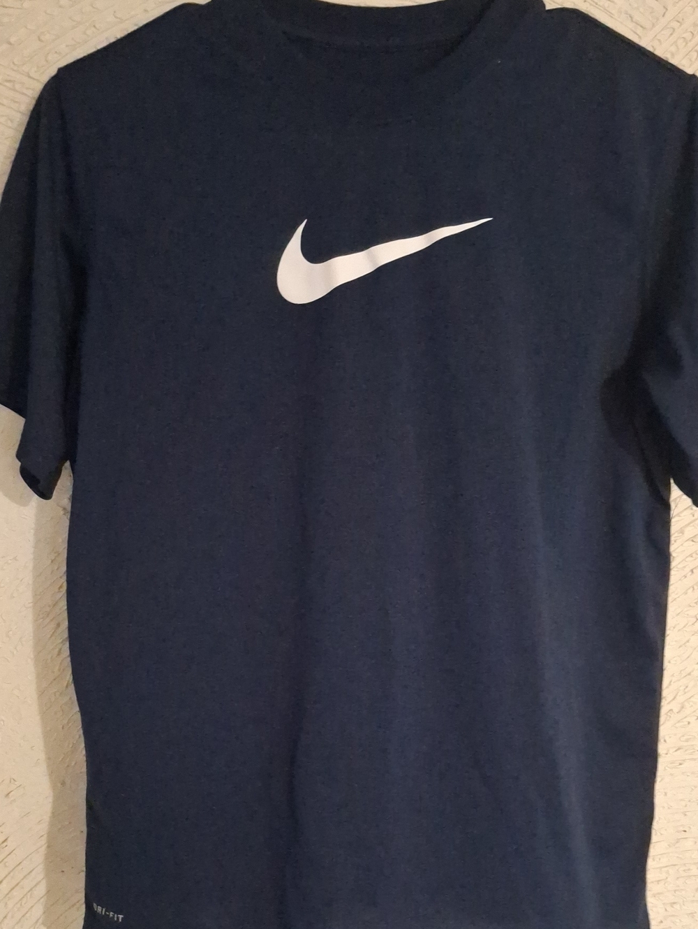 Nike Navy Short Sleeve Tee with White Swoosh Boys Size Large